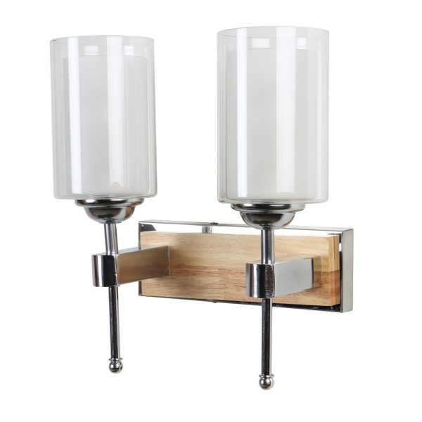 LEARC Designer Lighting Contemporary Glass Metal Wood Wall Light WL2702
