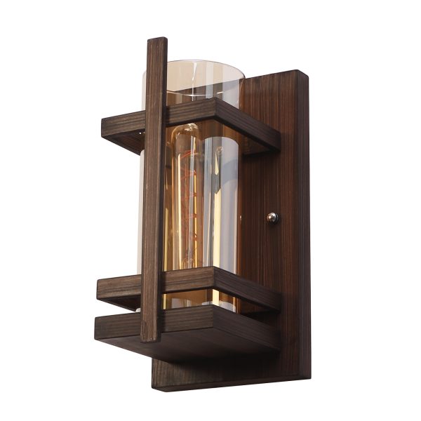 LEARC Designer Lighting Contemporary Glass Metal Wood Wall Light WL2965