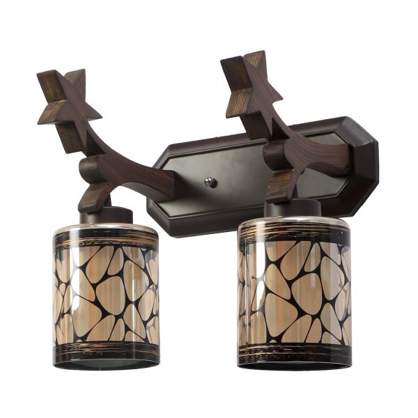 LEARC Designer Lighting Contemporary Glass Metal Wood Wall Light WL3066