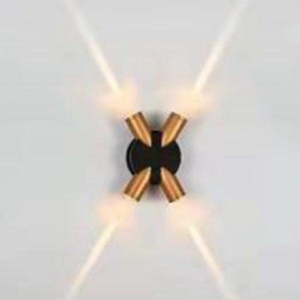 OUTDOOR WALL LIGHT BLACK GOLD X SHAPE FOUR WAY 4 WATT 3K WL3308